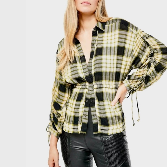 Free People Tops - NWT Free People Pacific Dawn Plaid Blouse Size XS